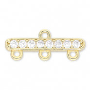TQ metaal Brass tussenstuk met 3 oogjes Gold-transparent