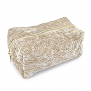 BY31&reg; Etui velvet with stitched circles Beige