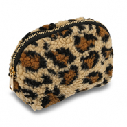 BY31&reg; Etui teddystof with leopard print Light brown-brown-black