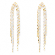 Oorbellen / oorstekers van Eco-brass&reg; metaal met zirkonia Gold-crystal