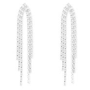 Oorbellen / oorstekers van Eco-brass&reg; metaal met zirkonia Silver-crystal