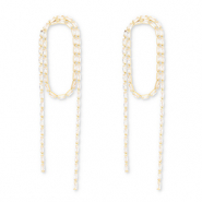 Oorbellen / oorstekers van Eco-brass&reg; metaal met zirkonia Gold-crystal