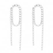 Oorbellen / oorstekers van Eco-brass&reg; metaal met zirkonia Silver-crystal