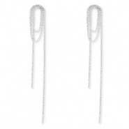 Oorbellen / oorstekers van Eco-brass&reg; metaal met strass Silver-crystal