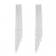 Oorbellen / oorstekers van Eco-brass&reg; metaal met strass Silver-crystal