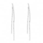 Oorbellen / oorstekers van Eco-brass&reg; metaal met strass Silver-crystal