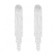 Oorbellen / oorstekers van Eco-brass&reg; metaal met strass Silver-crystal