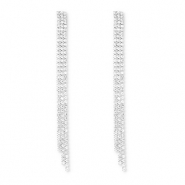 Oorbellen / oorstekers van Eco-brass&reg; metaal met strass Silver-crystal