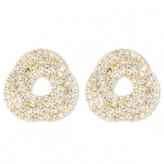 Oorbellen / oorstekers van Eco-brass&reg; metaal met strass Gold-crystal