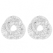 Oorbellen / oorstekers van Eco-brass&reg; metaal met strass Silver-crystal