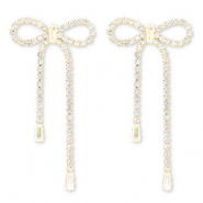 Oorbellen / oorstekers van Eco-brass&reg; metaal met strass bow Gold-crystal
