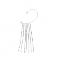 Oorbellen van Eco-brass&reg; metaal ear cuff met strass Silver-crystal