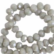 Facet kralen top quality disc 4x3 mm Cloudy grey-pearl shine coating