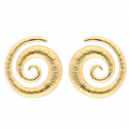 Oorbellen van Stainless steel Roestvrij staal (RVS) oorstekers spiral Gold
