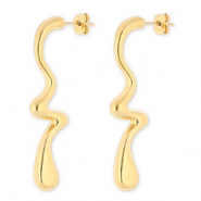 Oorbellen van Stainless steel Roestvrij staal (RVS) oorstekers drop Gold