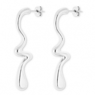 Oorbellen van Stainless steel Roestvrij staal (RVS) oorstekers drop Silver