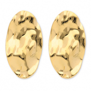 Oorbellen van Stainless steel Roestvrij staal (RVS) oorstekers oval Gold