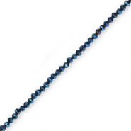 Facet kralen top quality disc 4x3 mm Dark blue-pearl shine coating