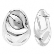 Benodigdheden van Stainless steel Roestvrij staal (RVS) oorbellen / oorsteker oval with loop Silver