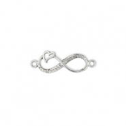 Metaal bedels DQ tussenstuk infinity with heart Antiek zilver (nikkelvrij)