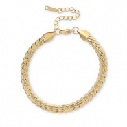Armbanden van Stainless steel Roestvrij staal (RVS) snake Gold