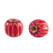 Millefiori glaskralen tube Red