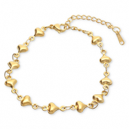 Armbanden van Stainless steel Roestvrij staal (RVS) hearts Gold