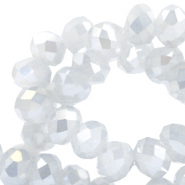 Facet kralen top quality disc 4x3mm Light grey-pearl diamond coating