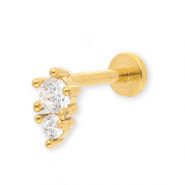 Oorpiercing van Stainless steel Roestvrij staal (RVS) with strass Gold-crystal