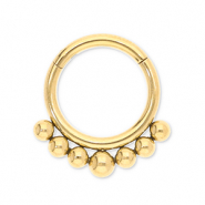 Oorpiercing van Stainless steel Roestvrij staal (RVS) clicker ring with spheres Gold