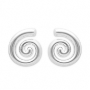 Oorbellen van Stainless steel Roestvrij staal (RVS) oorsteker spiral Silver