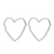 Oorbellen van Stainless steel Roestvrij staal (RVS) oorsteker heart Silver