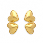 Oorbellen van Stainless steel Roestvrij staal (RVS) oorsteker hearts Gold