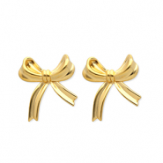 Oorbellen van Stainless steel Roestvrij staal (RVS) oorsteker bow Gold