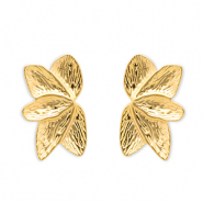 Oorbellen van Stainless steel Roestvrij staal (RVS) oorsteker leafs Gold