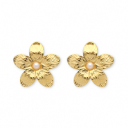 Oorbellen van Stainless steel Roestvrij staal (RVS) oorsteker flower Gold