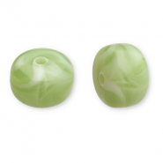 Kralen van acryl disc Olive green-white