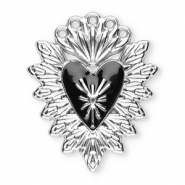 Bedels van Stainless steel Roestvrij staal (RVS) sacred heart Silver-black