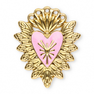 Bedels van Stainless steel Roestvrij staal (RVS) sacred heart Gold-light pink
