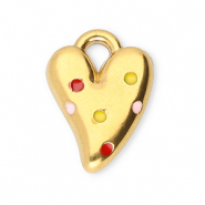 Bedels van Stainless steel Roestvrij staal (RVS) heart Gold-red-yellow