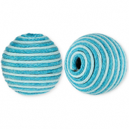 22 mm kralen van acryl met waxkoord Light blue-blue