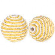 22 mm kralen van acryl met waxkoord Ochre yellow-white