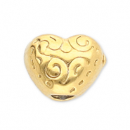 Kralen van stainless steel Roestvrij staal (RVS) heart Gold