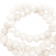 Facet kralen top quality disc 4x3 mm Soft white-pearl shine coating