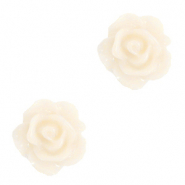 Roosje kralen 10mm Vanilla ice white