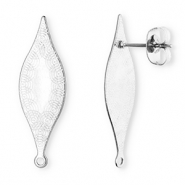 Benodigdheden van Stainless steel Roestvrij staal (RVS) oorbellen / oorsteker oblong oval with circles with loop Silver
