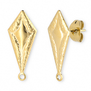 Benodigdheden van Stainless steel Roestvrij staal (RVS) oorbellen / oorsteker rhombus with loop Gold
