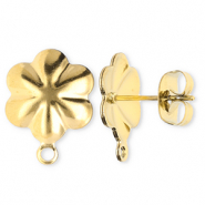 Benodigdheden van Stainless steel Roestvrij staal (RVS) oorbellen / oorsteker flower with loop Gold