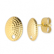 Benodigdheden van Stainless steel Roestvrij staal (RVS) oorbellen / oorsteker oval with loop Gold