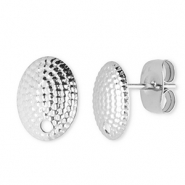 Benodigdheden van Stainless steel Roestvrij staal (RVS) oorbellen / oorsteker oval with loop Silver